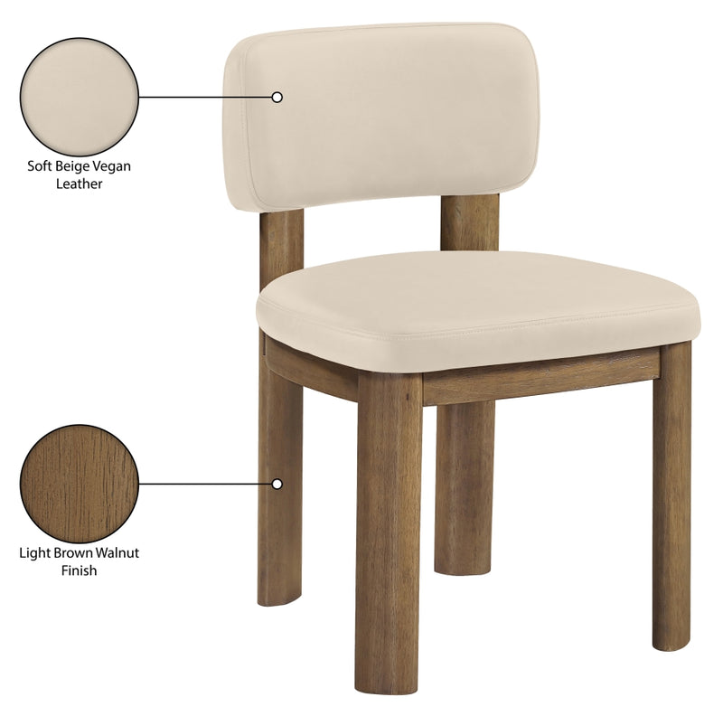 Paloma Vegan Leather Upholstered Dining Chair in Beige, Set of 2 - 88053Beige-C