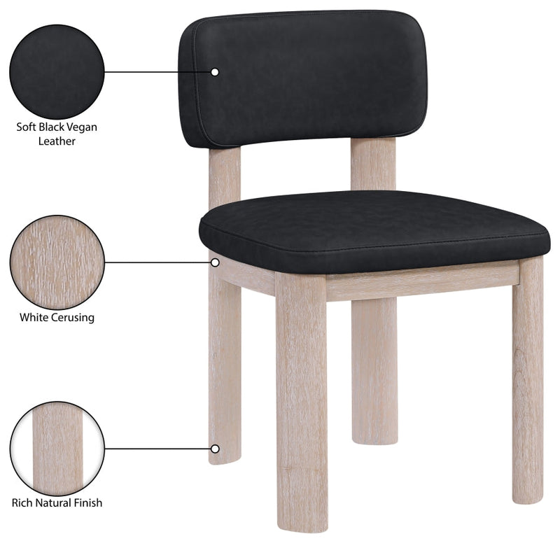 Paloma Vegan Leather Upholstered Dining Chair in Black, Set of 2 - 88052Black-C