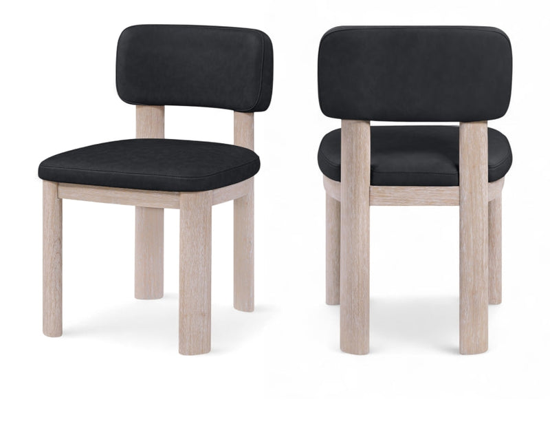 Paloma Vegan Leather Upholstered Dining Chair in Black, Set of 2 - 88052Black-C