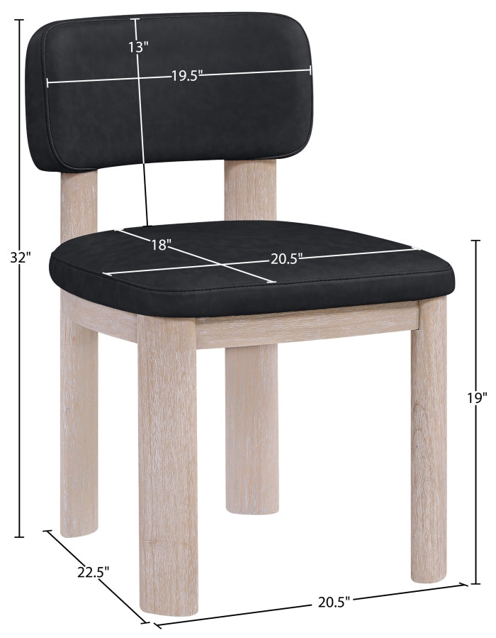 Paloma Vegan Leather Upholstered Dining Chair in Black, Set of 2 - 88052Black-C