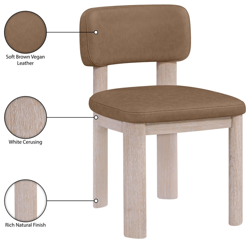 Paloma Vegan Leather Upholstered Dining Chair in Brown, Set of 2 - 88052Brown-C