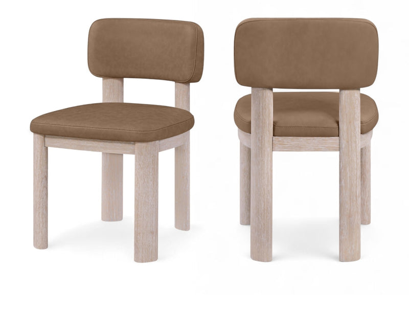 Paloma Vegan Leather Upholstered Dining Chair in Brown, Set of 2 - 88052Brown-C