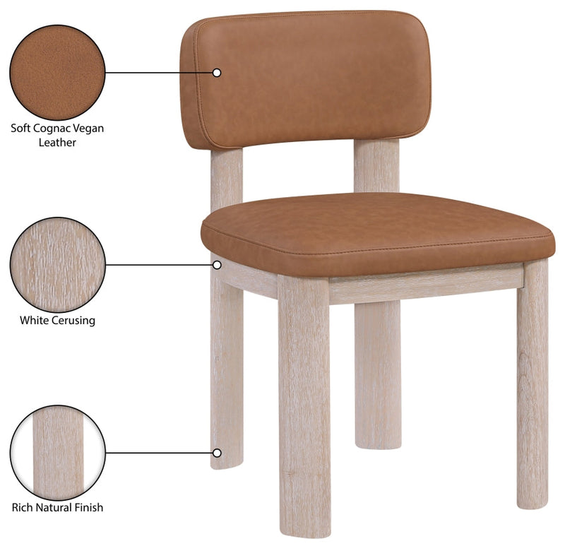 Paloma Vegan Leather Upholstered Dining Chair in Cognac, Set of 2 - 88052Cognac-C