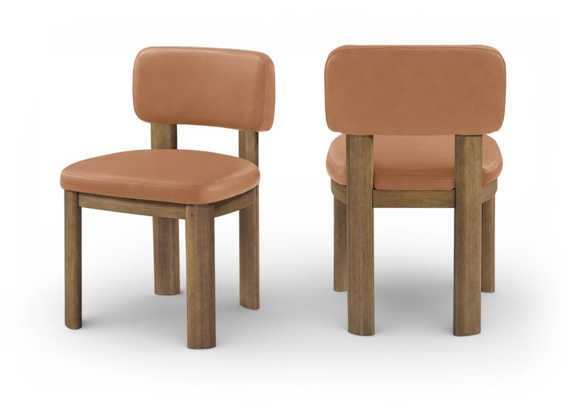 Paloma Vegan Leather Upholstered Dining Chair in Cognac, Set of 2 - 88053Cognac-C
