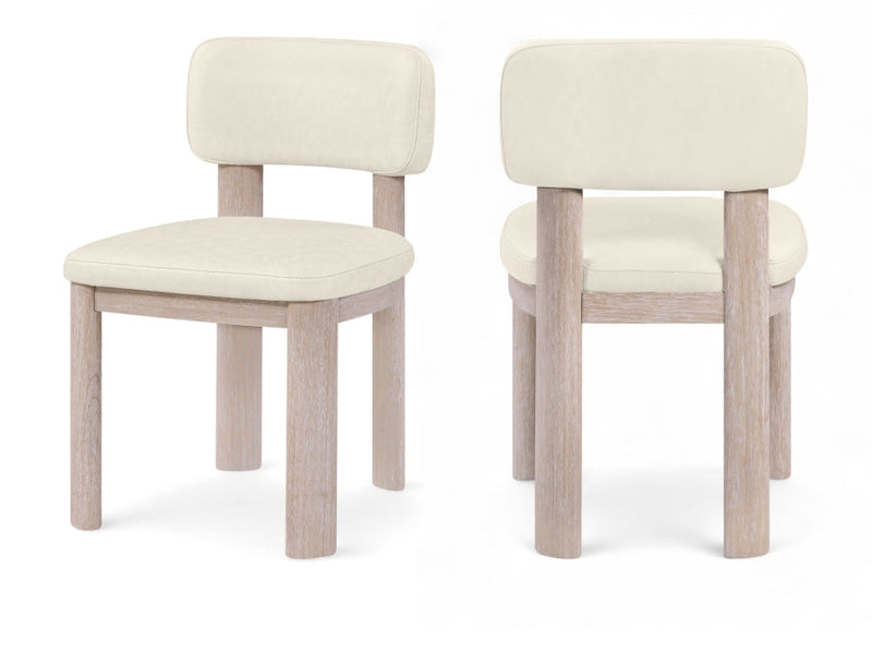 Paloma Vegan Leather Upholstered Dining Chair in Cream, Set of 2 - 88052Cream-C
