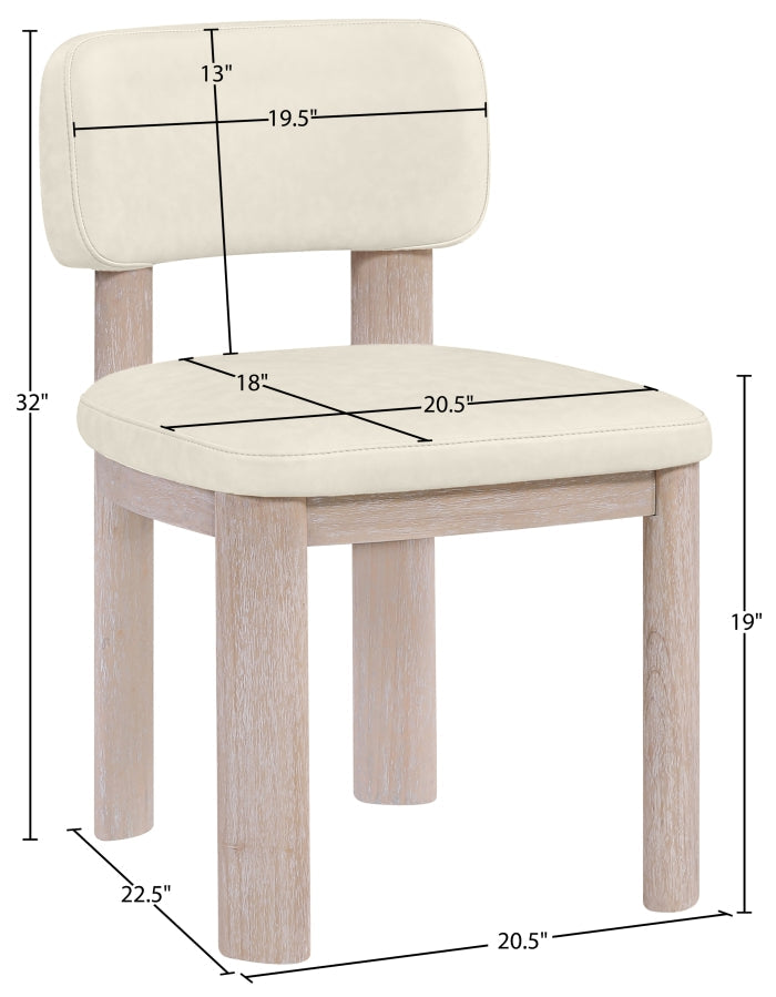 Paloma Vegan Leather Upholstered Dining Chair in Cream, Set of 2 - 88052Cream-C