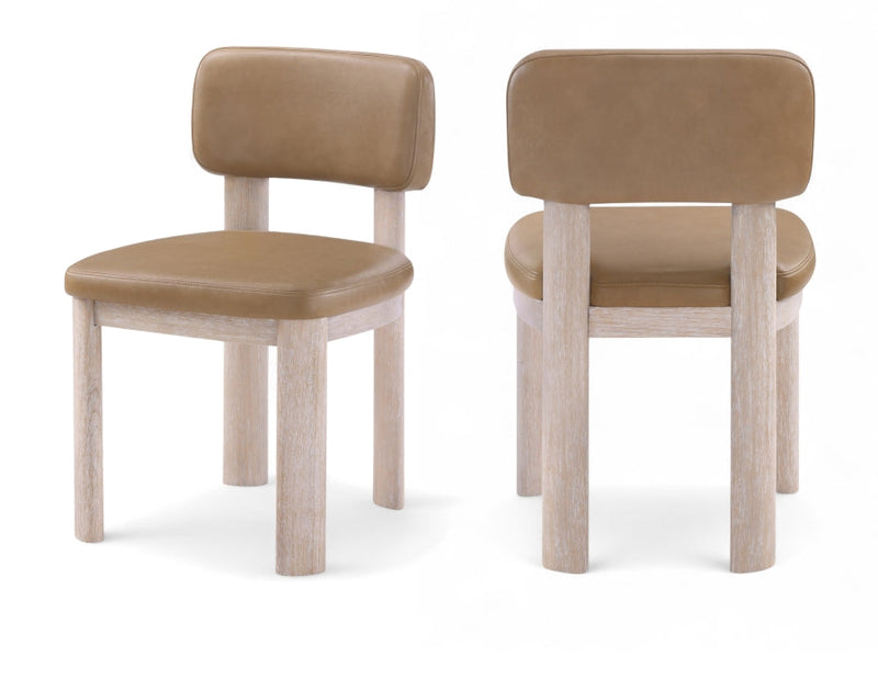 Paloma Vegan Leather Upholstered Dining Chair in Natural, Set of 2 - 88052Tan-C