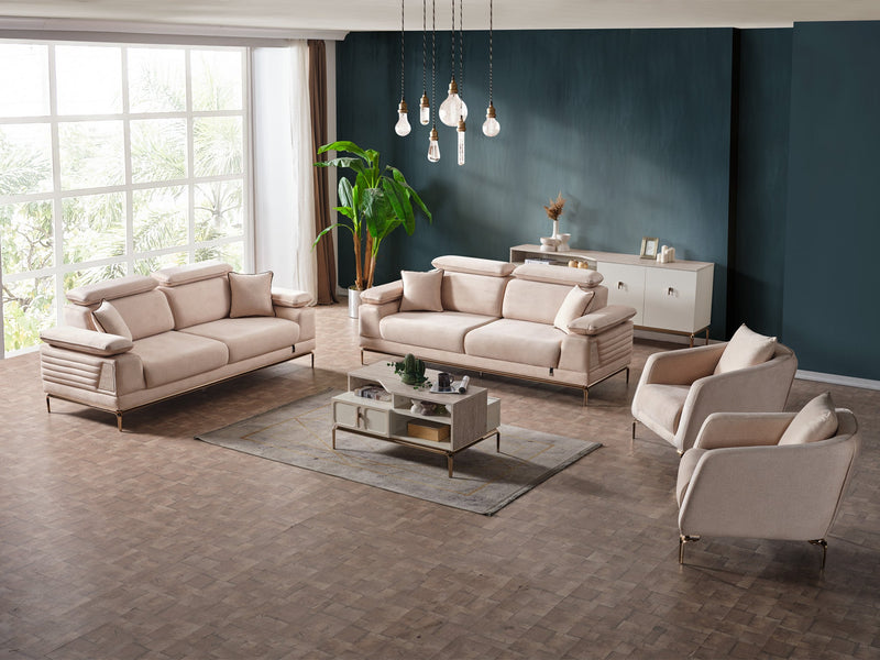 Pamukkale 3-pieces (Sofa & Loveseat & Chair) Livingroom in Beige - 200-ELIF-PAM-A215-321