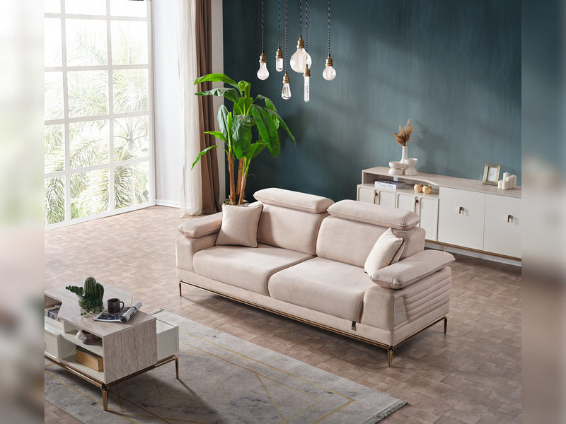 Pamukkale 3-pieces (Sofa & Loveseat & Chair) Livingroom in White - Brown - 200-ELIF-PAM-A214-321