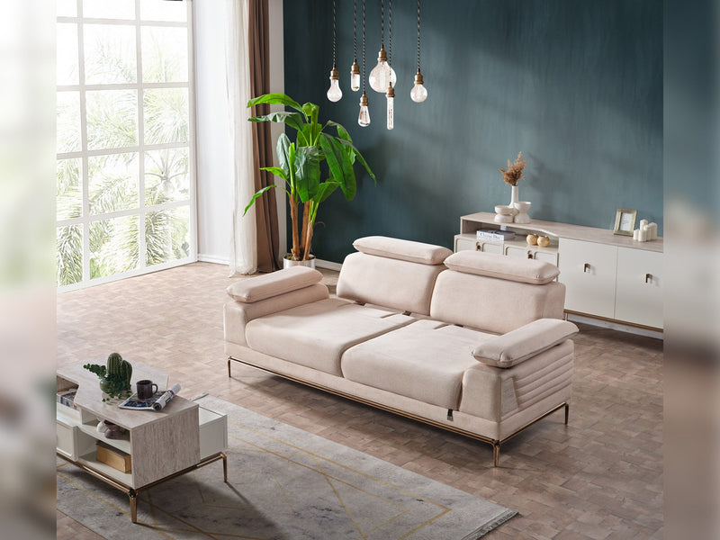 Pamukkale 3-pieces (Sofa & Loveseat & Chair) Livingroom in White - Brown - 200-ELIF-PAM-A214-321