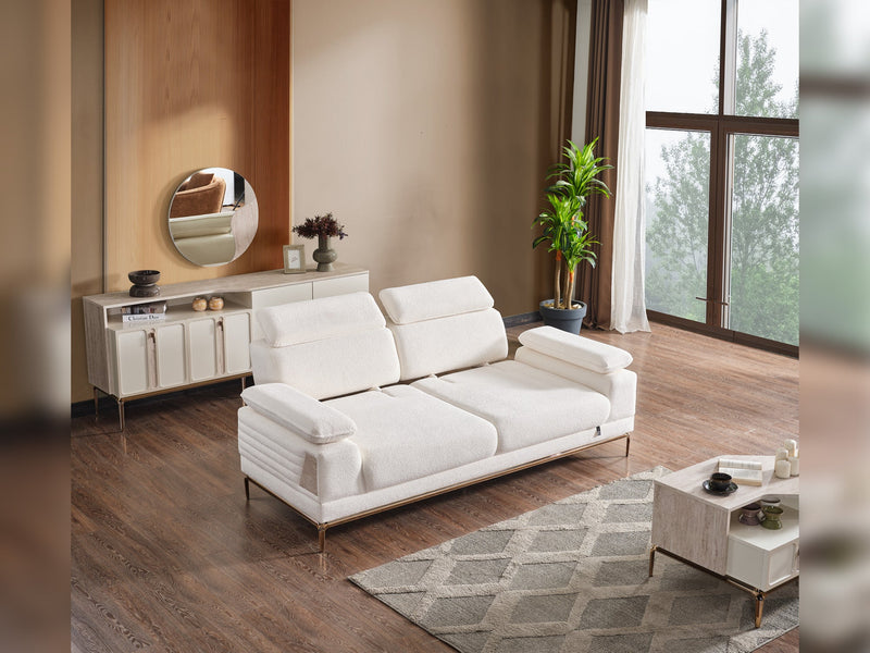 Pamukkale 3-pieces (Sofa & Loveseat & Chair) Livingroom in White - Brown - 200-ELIF-PAM-A214-321