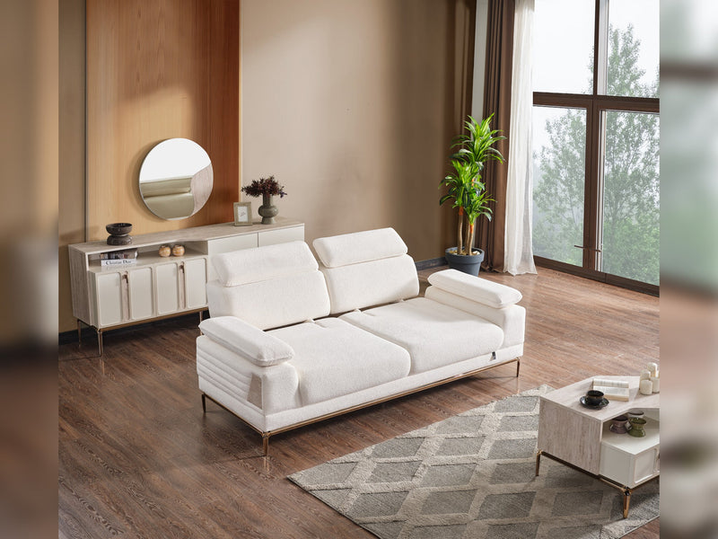 Pamukkale 3-pieces (Sofa & Loveseat & Chair) Livingroom in White - Brown - 200-ELIF-PAM-A214-321