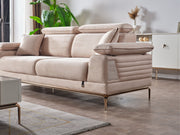 Pamukkale 3-pieces (Sofa & Loveseat & Chair) Livingroom in White - Brown - 200-ELIF-PAM-A214-321