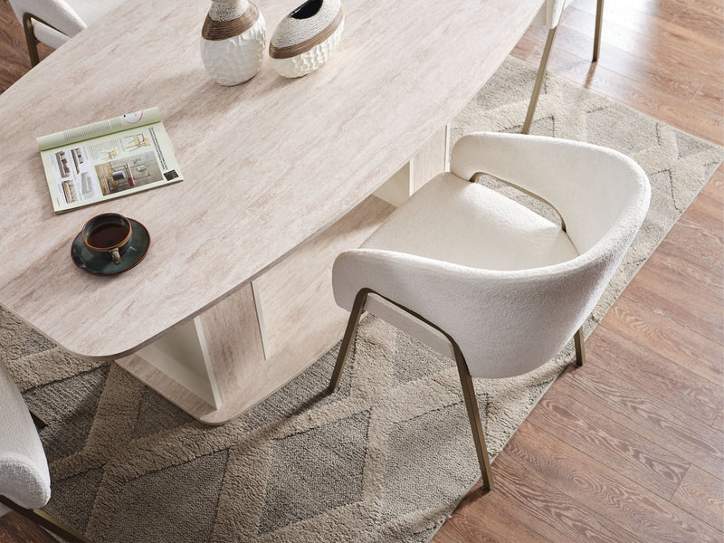 Pamukkale Diningroom (Consol With Mirror & Dining Table & 6 Dining Chair) - 200-ELIF-PAM-A212-DT-6-SET