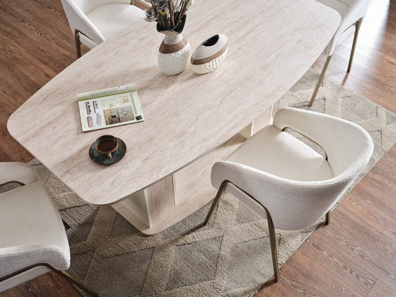 Pamukkale Diningroom (Consol With Mirror & Dining Table & 6 Dining Chair) - 200-ELIF-PAM-A212-DT-6-SET