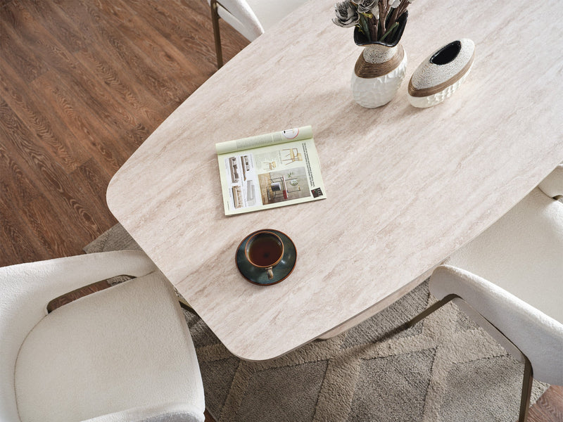 Pamukkale Diningroom (Consol With Mirror & Dining Table & 6 Dining Chair) - 200-ELIF-PAM-A212-DT-6-SET