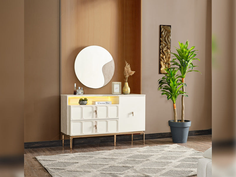Pamukkale Dresser With Mirror & Ottoman - 200-ELIF-PAM-A211-DR