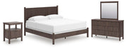Pamytta Brown King Panel Bed, Dresser, Mirror and Nightstand - PCB2614B31