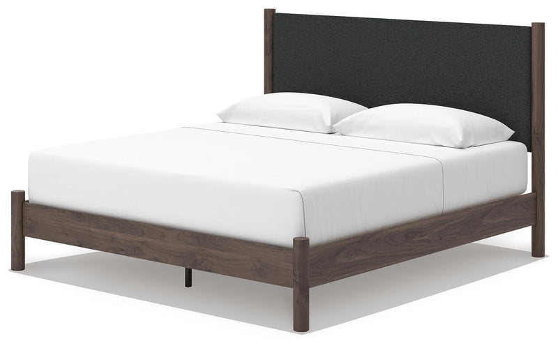 Pamytta Brown King Upholstered Panel Platform Bed - PCB2614B28