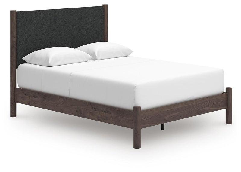 Pamytta Brown Queen Upholstered Panel Platform Bed - PCB2614B12