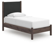 Pamytta Brown Twin Upholstered Panel Platform Bed - PCB2614B8