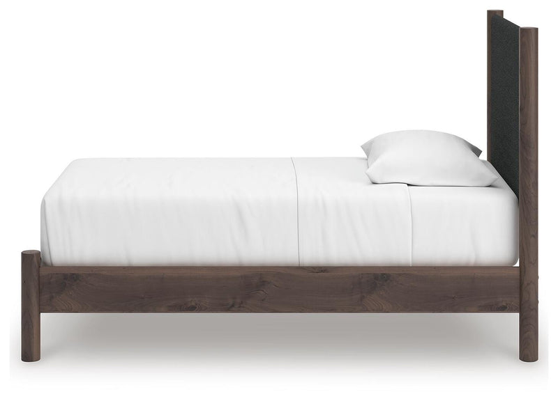 Pamytta Brown Twin Upholstered Panel Platform Bed - PCB2614B8