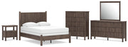 Pamytta Full Panel Bed, Dresser, Mirror, Chest and Nightstand in Brown - PKG022708