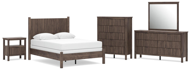 Pamytta Full Panel Bed, Dresser, Mirror, Chest and Nightstand in Brown - PKG022708