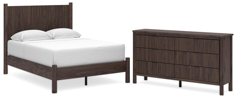 Pamytta Full Panel Platform Bed and Dresser in Brown - PKG022673