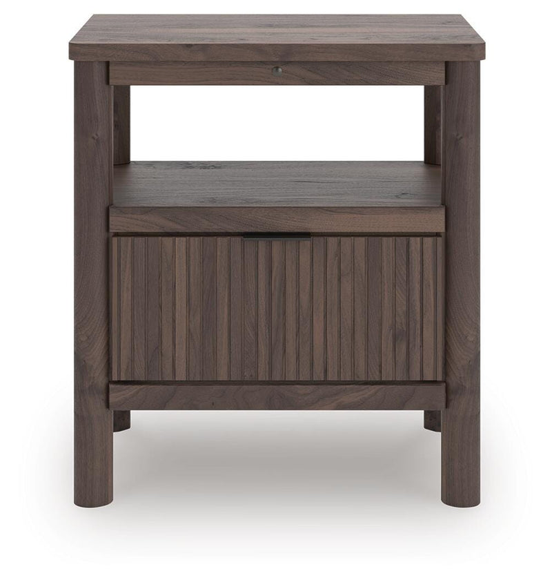 Pamytta Full Panel Platform Bed, Chest and  Nightstand in Brown - PKG022756