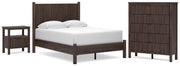 Pamytta Full Panel Platform Bed, Chest and  Nightstand in Brown - PKG022756