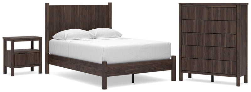 Pamytta Full Panel Platform Bed, Chest and  Nightstand in Brown - PKG022756