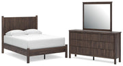 Pamytta Full Panel Platform Bed, Dresser and Mirror in Brown - PKG022669