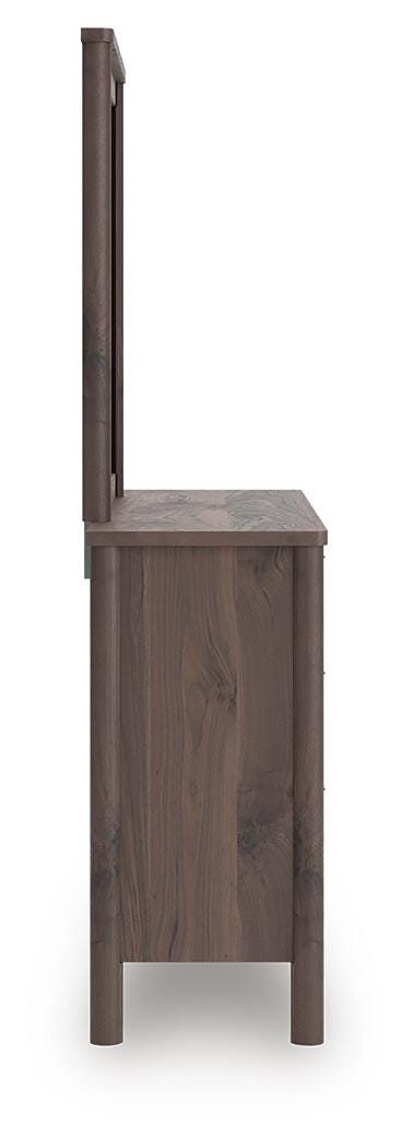 Pamytta Full Panel Platform Bed, Dresser and Mirror in Brown - PKG022669