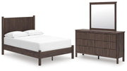 Pamytta Full Panel Platform Bed, Dresser and Mirror - PCB2614B5