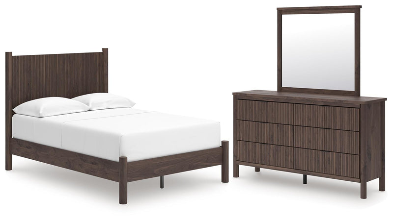 Pamytta Full Panel Platform Bed, Dresser and Mirror - PCB2614B5