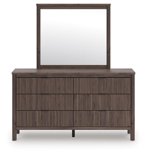 Pamytta Full Panel Platform Bed, Dresser, Mirror and Chest in Brown - PKG022671
