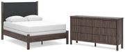 Pamytta Full Upholstered Panel Bed and Dresser in Brown - PKG022727