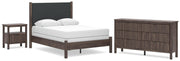 Pamytta Full Upholstered Panel Bed, Dresser and Nightstand in Brown - PKG022728