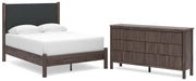 Pamytta Full Upholstered Panel Platform Bed and Dresser in Brown - PKG022691