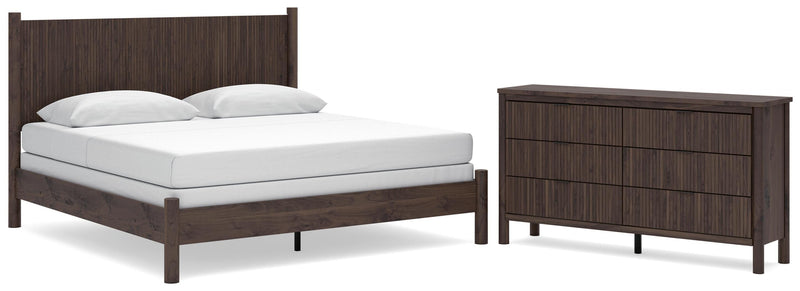 Pamytta King Panel Bed and Dresser in Brown - PKG022739