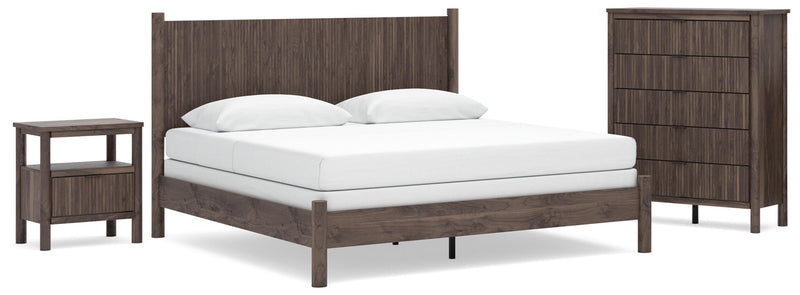 Pamytta King Panel Bed, Chest and  Nightstand in Brown - PKG022778