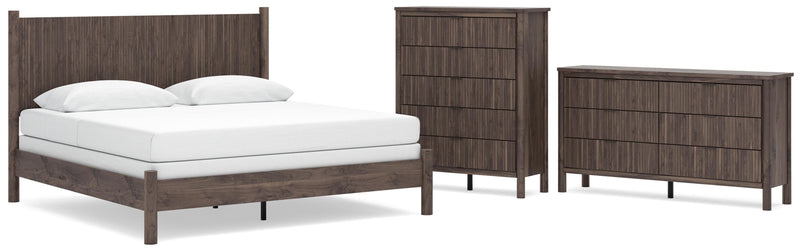 Pamytta King Panel Bed, Dresser and Chest in Brown - PKG022777
