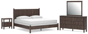 Pamytta King Panel Bed, Dresser, Mirror and Nightstand in Brown - PKG022736