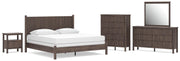 Pamytta King Panel Bed, Dresser, Mirror, Chest and Nightstand in Brown - PKG022738