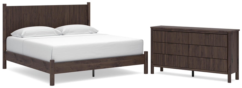 Pamytta King Panel Platform Bed and Dresser in Brown - PKG022745