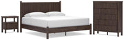 Pamytta King Panel Platform Bed, Chest and  Nightstand in Brown - PKG022780