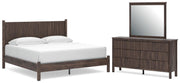 Pamytta King Panel Platform Bed, Dresser and Mirror in Brown - PKG022741