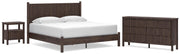 Pamytta King Panel Platform Bed, Dresser, Mirror and Nightstand in Brown - PKG022746