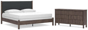 Pamytta King Upholstered Panel Bed and Dresser in Brown - PKG022789
